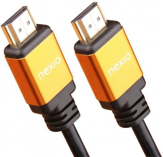 HDMI кабел V2.1 мъжки-мъжки 8k@60Hz 1080p ултра висока скорост Ethernet метален корпус позлатени конектори 2м черен Nexio Nx-vn-hd50-2m