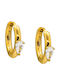 Piercing.gr Earrings Hoops made of Steel Gold Plated with Stones