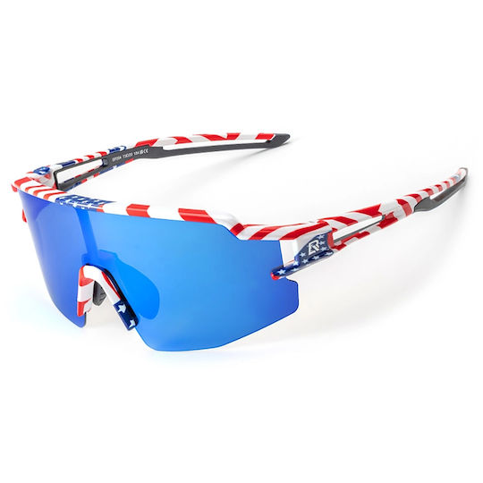 Rockbros Cycling Glasses with Blue Frame & Polarized Lenses