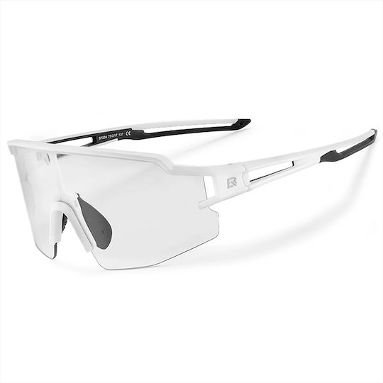 Rockbros Cycling Glasses with White Frame & Photochromic Lenses