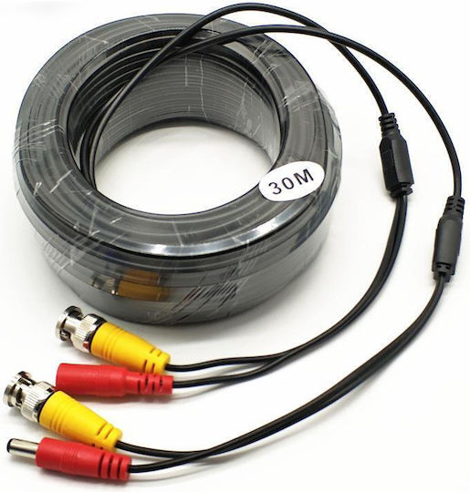 30 Meter Video Power Cable Ln-ec04-30m; Dc Bnc Connectors; Video Power 26 Awg