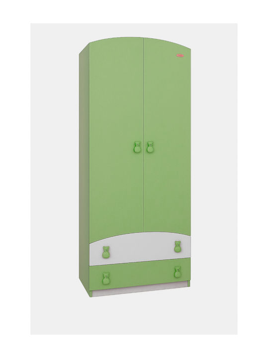 Δίφυλλη Ντουλάπα με 2 Συρτάρια Πράσινη 80x55x189cm