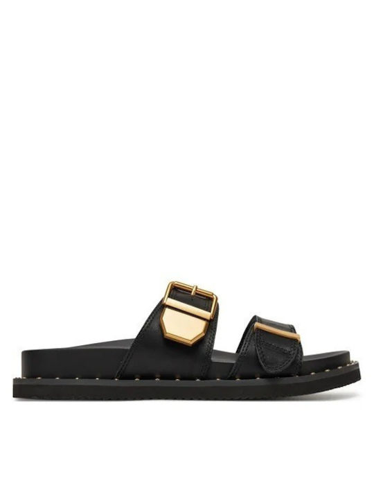 Guess Fadeliza FLJFDEFAP19BLACK: Sandali Donna Con Tacco Piatto E Chiusura A Strappo