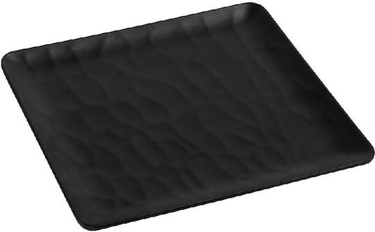 Espiel Wavy Matte Plate Shallow Square made of Melamine Black 18x18cm 6pcs