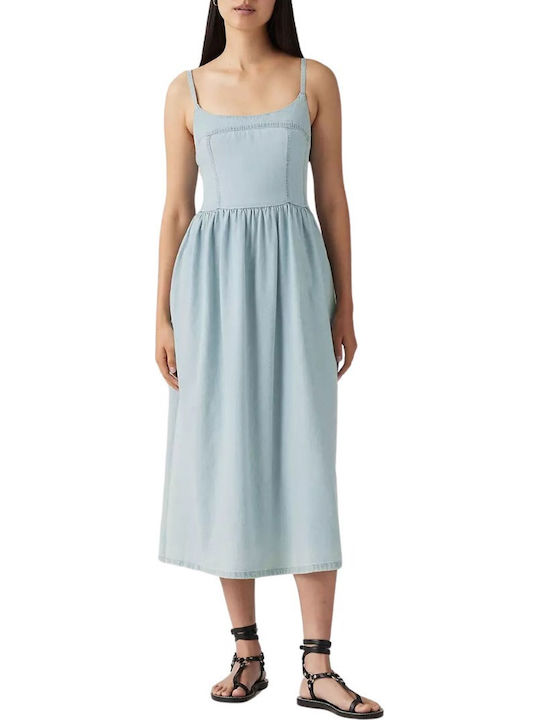 Alessie Summer Midi Denim Dress Medium Wash