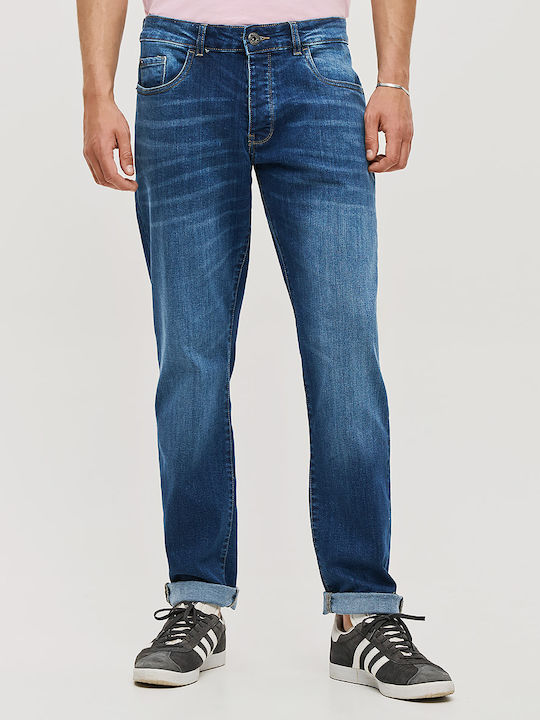 Herren Jeanshosen Elastisch Regular Gerade Blau