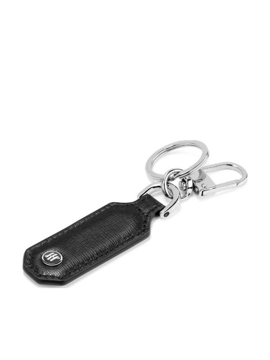 Montegrappa Rechteckiger Saffiano-Leder-Schlüsselhalter Schwarz