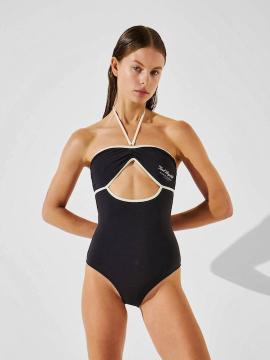 KARL LAGERFELD 水着（ワンピース） Karl Lagerfeld All over logo One Piece Swimsuit with V-shape