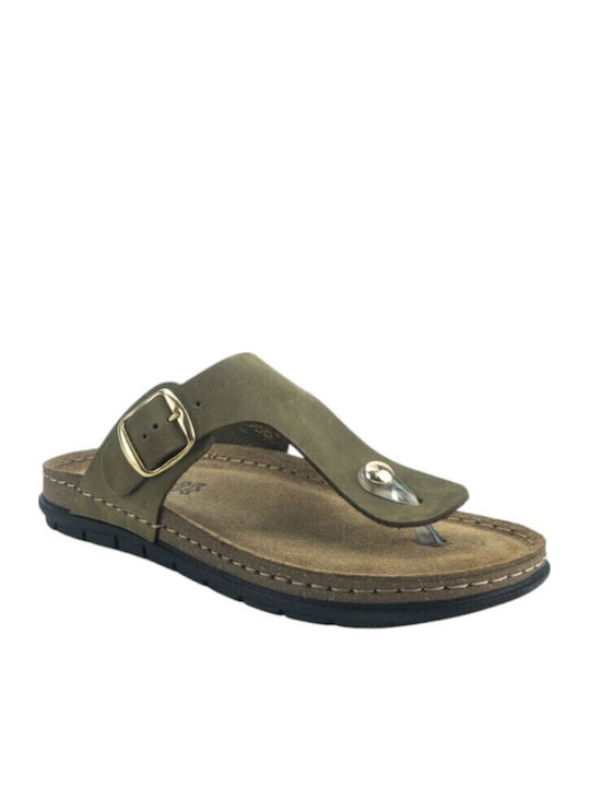 Leder Herrensandalen in Grün Farbe