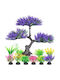 Purple Artificial Aquarium Tree Set Colorful Bushes
