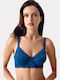 Bra without Padding Underwire Petrol Blue