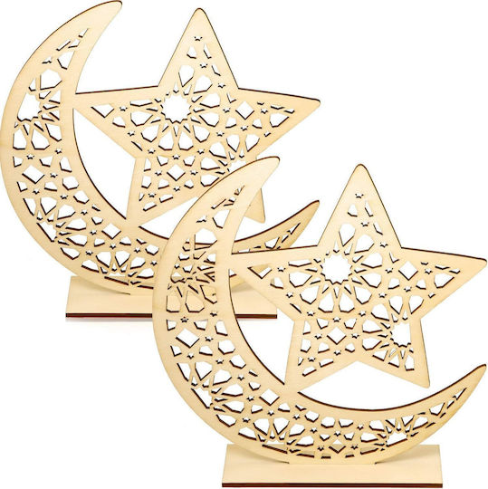 Wooden Decoration Muslim Holiday Ramadan Eid Mubarak 2pcs