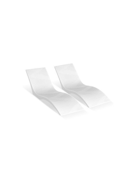Deckchair White 2pcs 180x60x56cm.