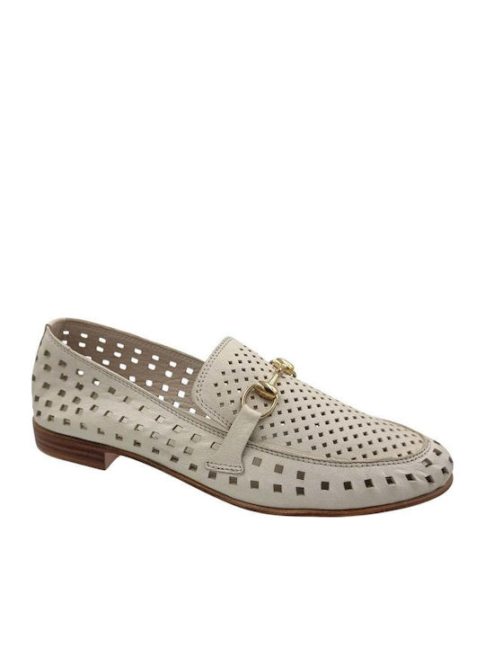 Leather Women's Moccasins in White Color