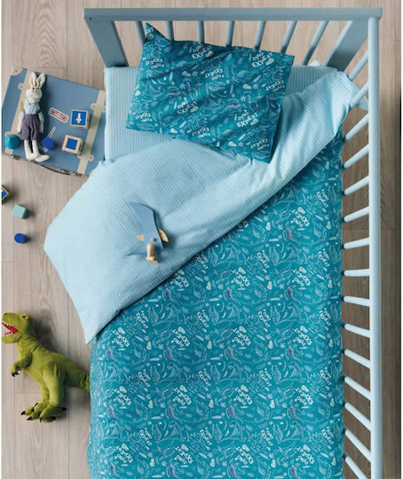 Kentia Retile Baby Sheets Set Crib Cotton Petrol 120x170cm 3pcs
