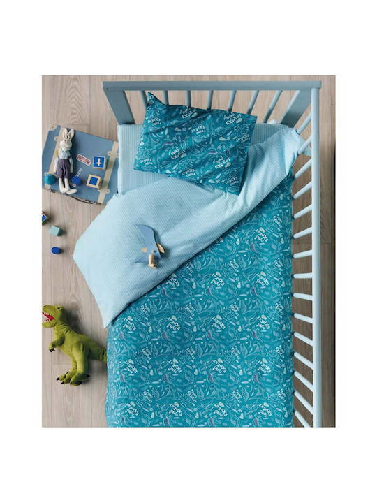 Kentia Retile Baby Sheets Set Cradle Cotton Petrol 70x120cm 2pcs