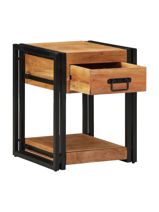Wooden Bedside Tables with Metal Legs Beige 2 P...