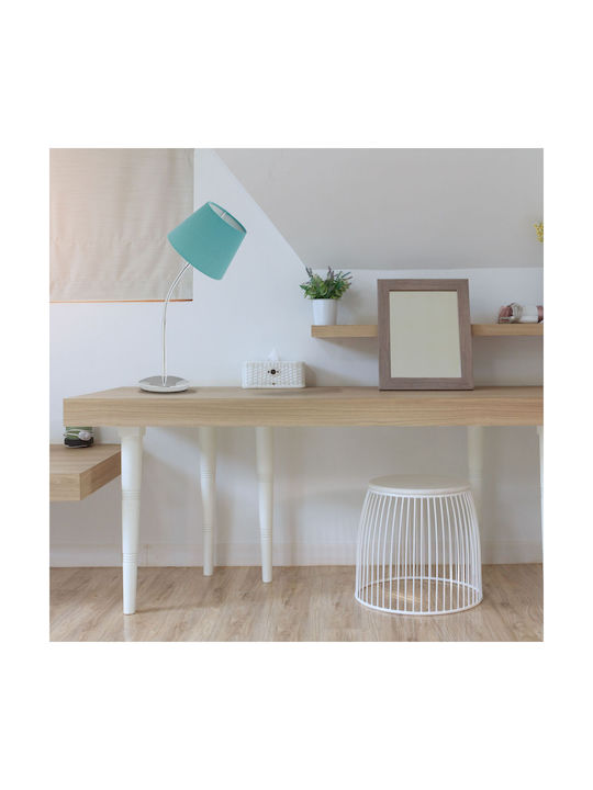 Relaxdays Material Textil Lampă de masă pentru Soclu E14 cu Abajur Turcoaz și Bază Argintiu