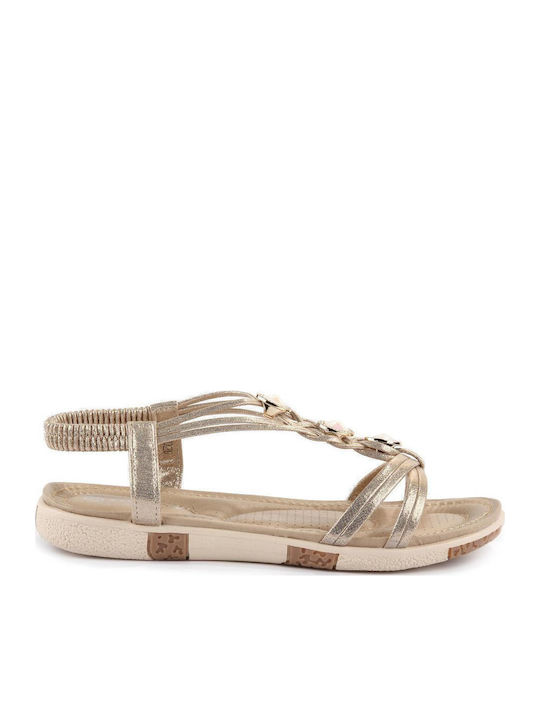 Fshoes Women's Flat Sandals in Gold Color