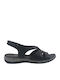 Leather Women's Flat Sandals in Black Color