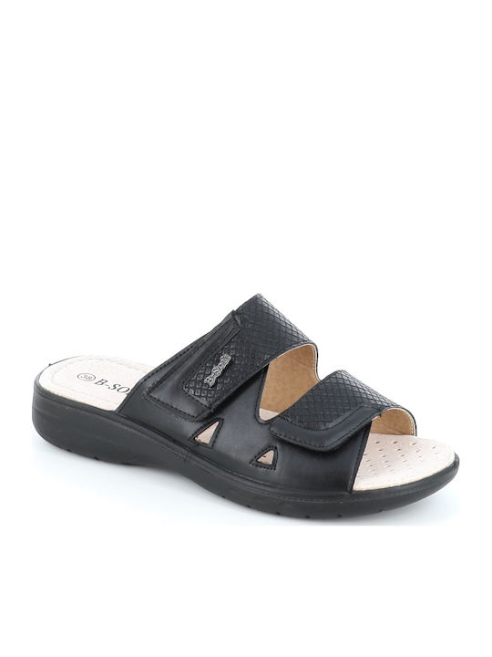 B-Soft Δερμάτινα Γυναικεία Σανδάλια Μαύρα