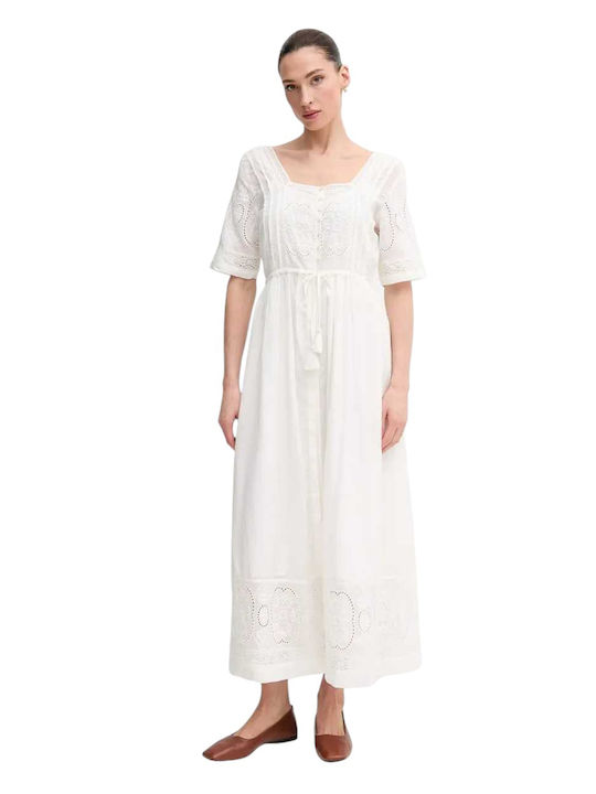 Dress Καλοκαιρινό Maxi Σεμιζιέ Φόρεμα White