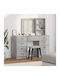 Bodenstehende Schminktisch Schlafzimmer Holz Grau Beton mit Spiegel 40x41x75cm