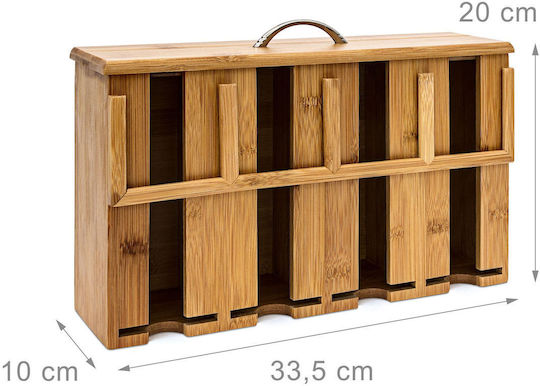 Relaxdays Caseta Pentru Ceai Cu Capac Din Lemn Bej 22x10x33.5cm