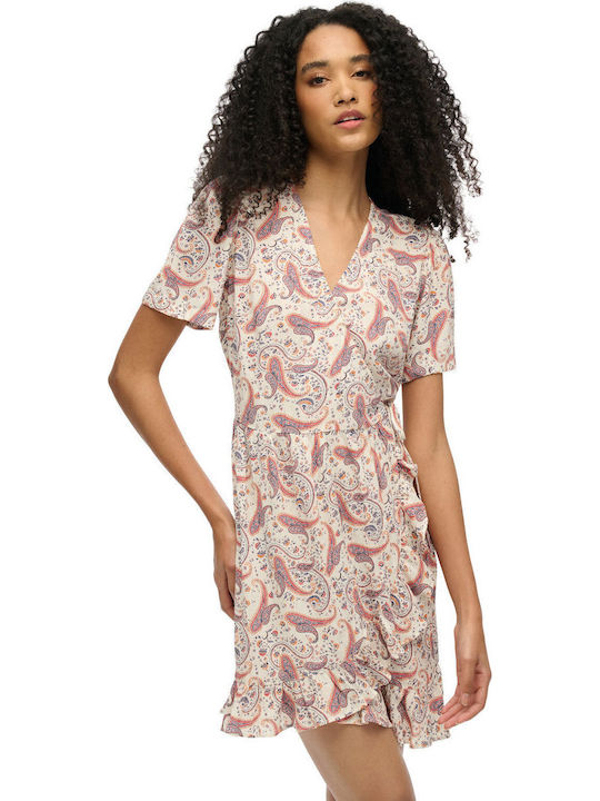 Superdry Καλοκαιρινό Mini Φόρεμα Κρουαζέ Cream