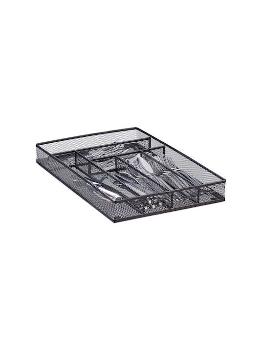 Relaxdays Tăvi Pentru Tacâmuri De Sertar Metalică 40.6x28.6x5.1cm Neagră