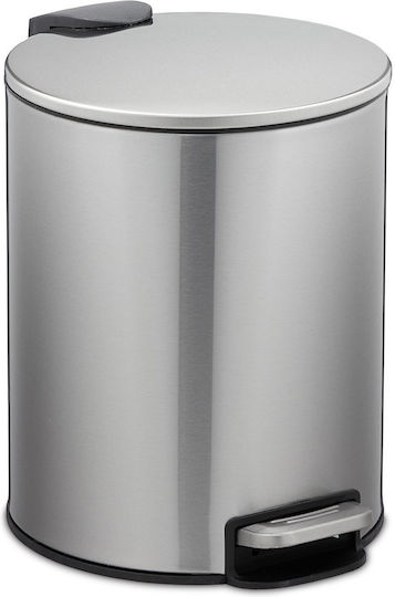 Relaxdays Metallischer Mülleimer mit Pedal Silber 5lt