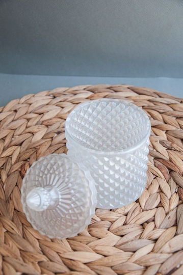 Φοντανιέρα Γυάλινη με Καπάκι 8.5x14cm Λευκή