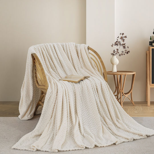 Adam Home (550) Κουβέρτα Fleece Ημίδιπλη 180x240εκ. White