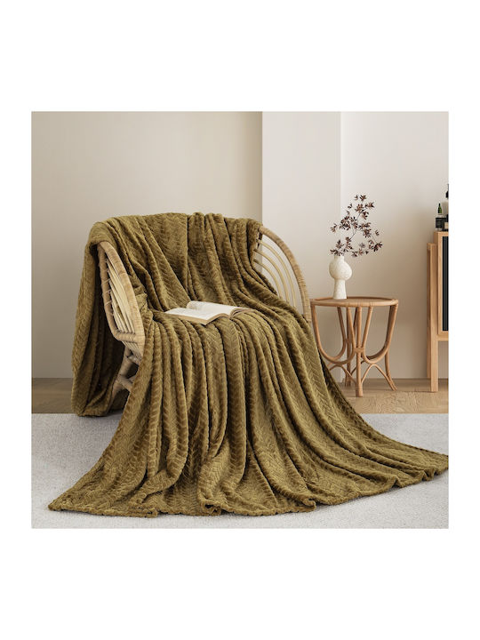 Adam Home (550) Honey Κουβέρτα Fleece Ημίδιπλη 180x240εκ. Honey Gold