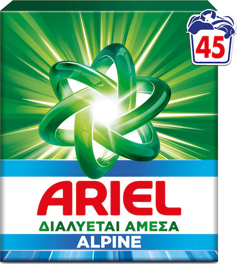 Ariel Alpine Απορρυπαντικό σε Σκόνη για Χρωματιστά & Λευκά Ρούχα (45 Μεζούρες)