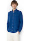 Langärmlig Leinen Hemd Blue.