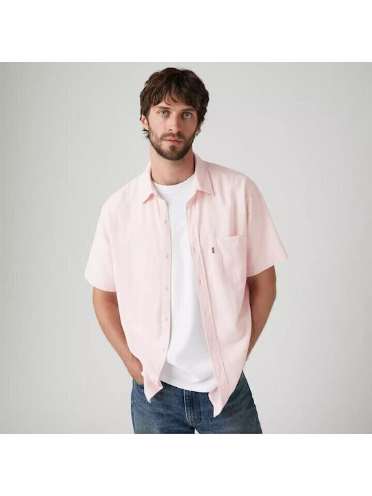 Levi's Sunset Short-sleeved Linen Shirt Pink