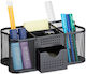 Organizator birou 6 compartimente 1 sertar metal negru 10 x 23,5 x 11,5 cm