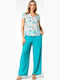 Women's Fabric Trousers Petrol, Navy Blue