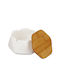 Ceramic Ashtray Bamboo Lid Relaxdays Wind Resistant White 6 X 10.5 X 10.5 Cm