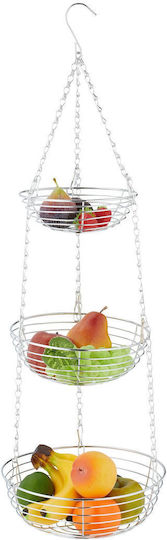 Relaxdays Fruit Bowl Metallic 3 Levels Silver 26.5cm