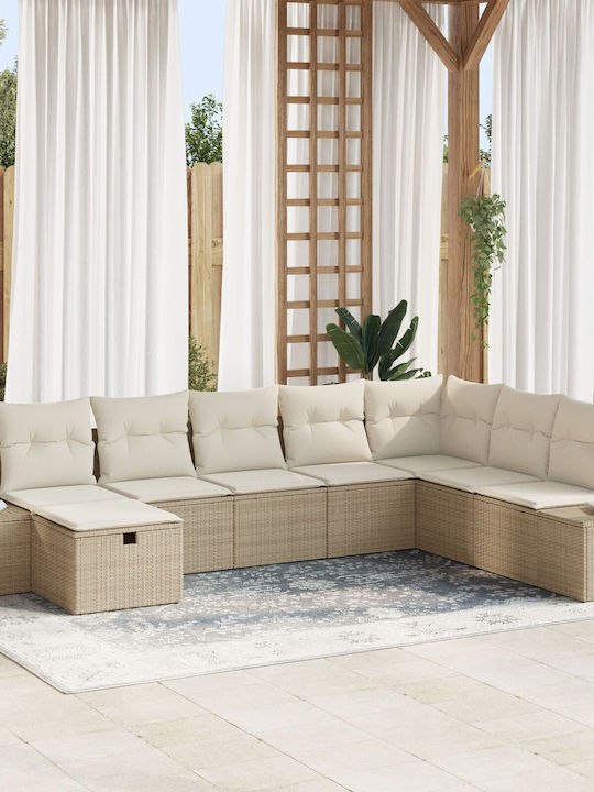 Corner Sofa Outdoor Rattan with Pillows 55x62x69cm