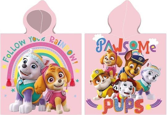 Paw Patrol Παιδικό Πόντσο Θαλάσσης Paw Patrol Ροζ