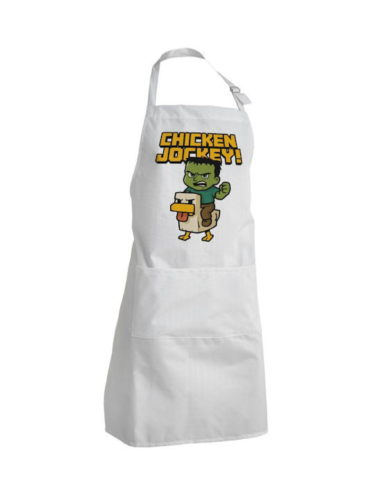 Koupakoupa Chicken Jockey Ποδιά Κουζίνας Λευκή 22x40cm KP_30065_apron-bbq-adult