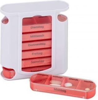Cutie Pills Weekly Medication Organizer Relaxdays Detachable Containers 4 Compartments White Red 13 X 11.5 X 4.5 Cm