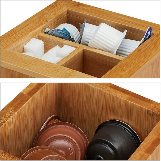 Rotating Coffee Capsule Holder Dolce Gusto Type 8 Compartments Made Bamboo Holds Up To 56 Capsules 40.5 X 14 X 14 Cm Relaxdays