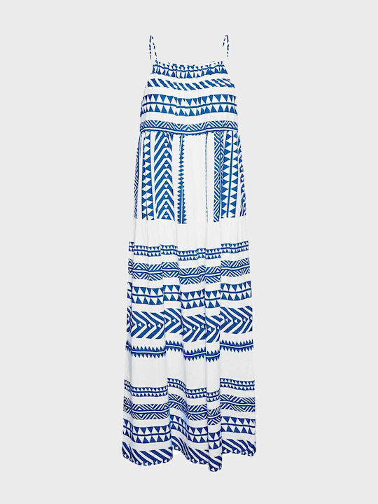 Summer Maxi Wrap Dress with Ruffles Blue