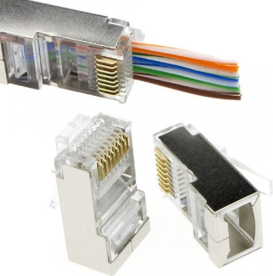 Emtex Geschirmter RJ45 FTP Stecker Cat.5e Durchgang 100 Stück