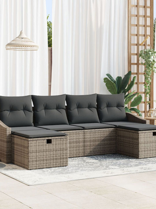 Ecksofa Außenbereich Rattan mit Kissen 55x62x69cm