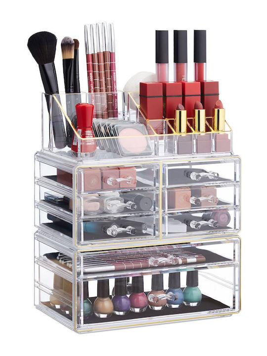 Relaxdays Organizator Cosmetice Cu 8 Sertare Tr...